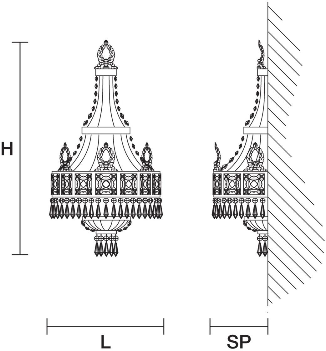 Masiero Настенный светильник из латуни с кристаллами Impero & deco sun-id-1384377 - Вид №1