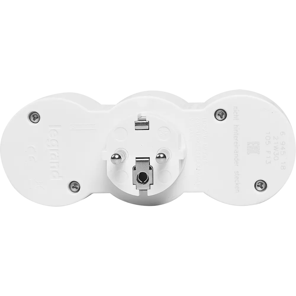 Разветвитель Legrand 3 розетки с заземлением 16 А цвет белый STLM-2013078 - Вид №1