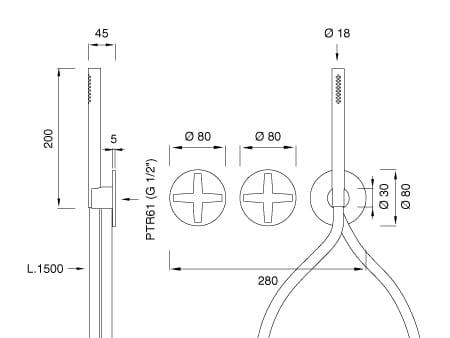 Нержавеющая сталь термостатический встраиваемый смеситель для ванны / душа с ручным душем CEADESIGN CROSS ARCH-00004951 - Вид №1