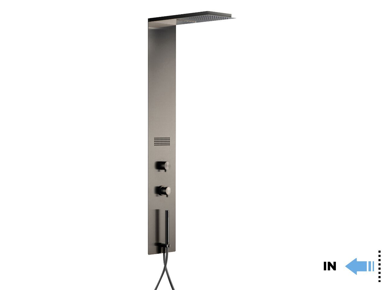 Душевая панель из нержавеющей стали с ручным душем и переключателем Cropelli Quadro ARCH-00098721 - Вид №1