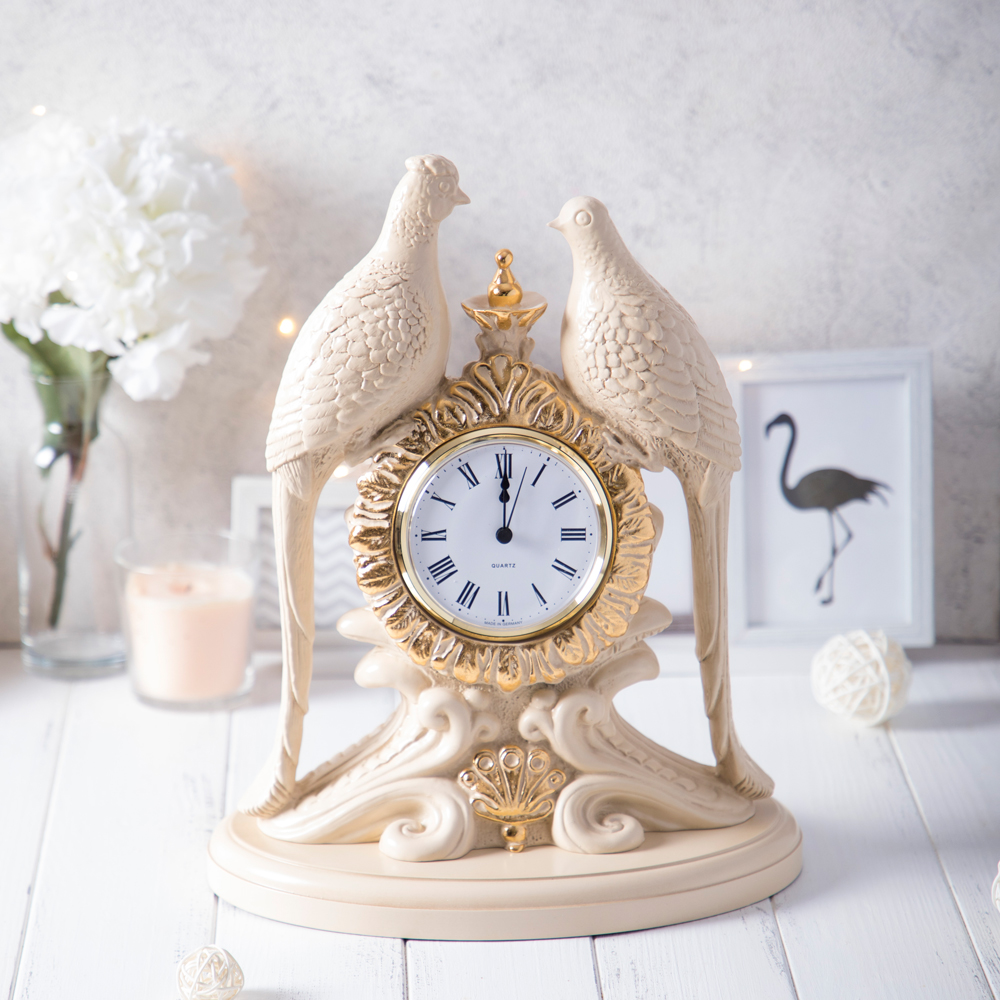 43007 Часы настольные Павлины Айвори BOGACHO 4627138242322 - Вид №1