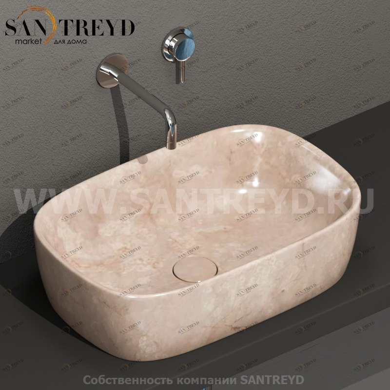 GE045AB Накладная раковина на столешницу  прямоугольная Ceramica Globo GENESIS