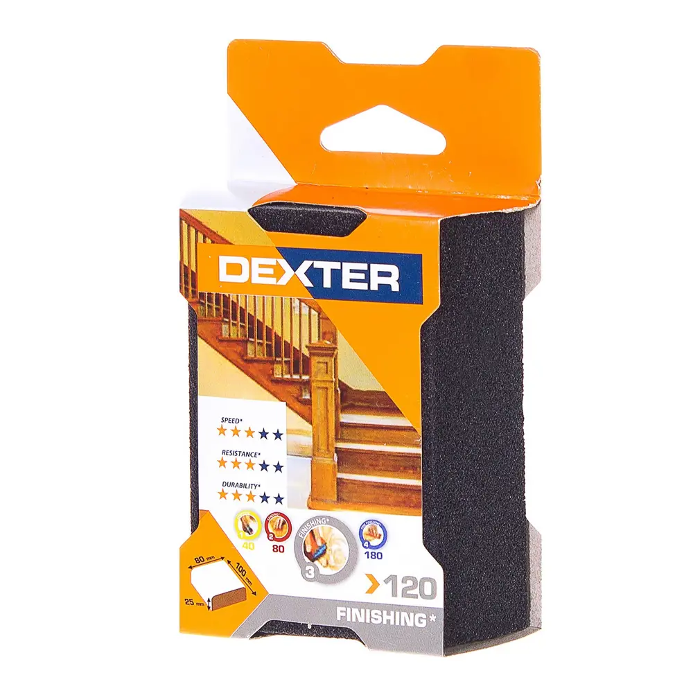 18782830 Губка шлифовальная абразивная четырехсторонняя Dexter P120 100x80x25 мм STLM-0012661  - Вид №2