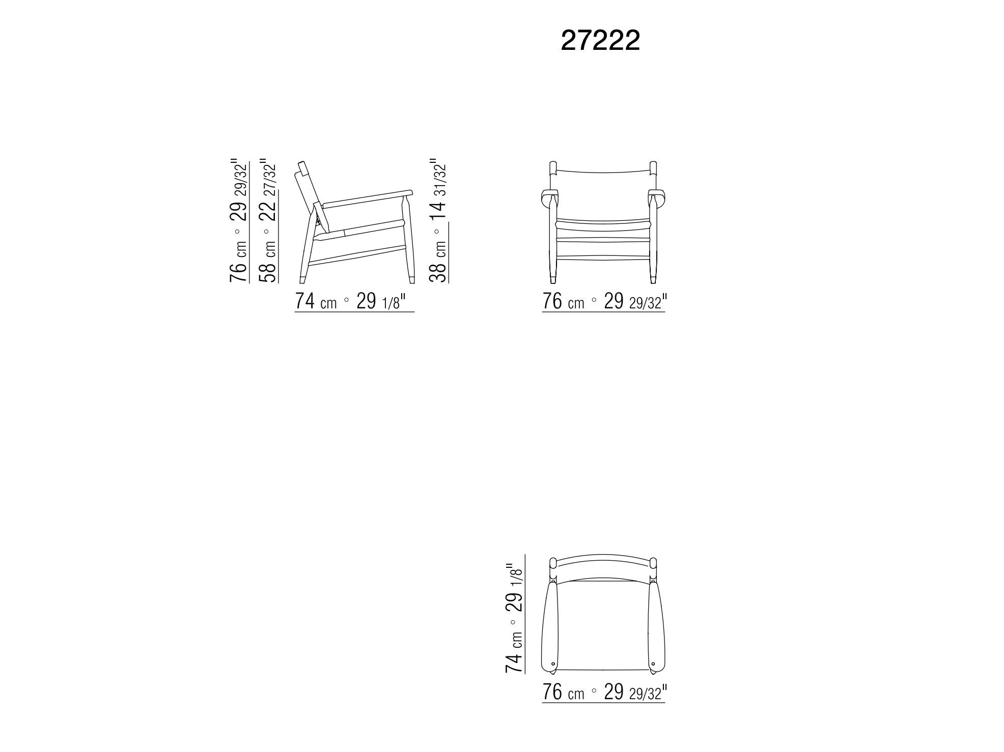Кресло из массива дерева с кожаной обивкой Flexform Tessa S. H ARCH-00004102