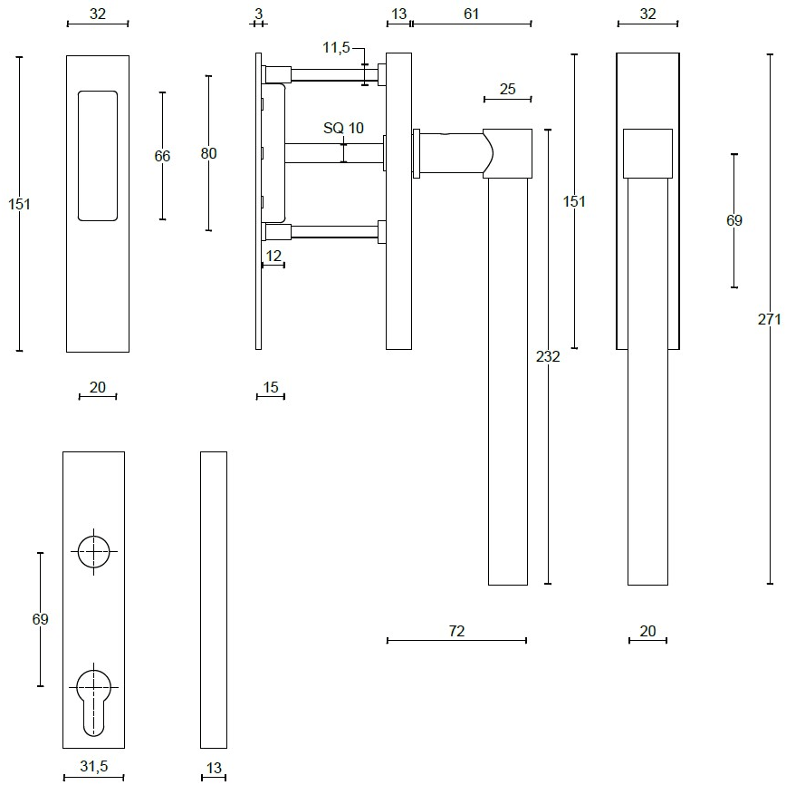 Formani Ручка стальная для раздвижных окон One Pb230pa -y - Вид №1