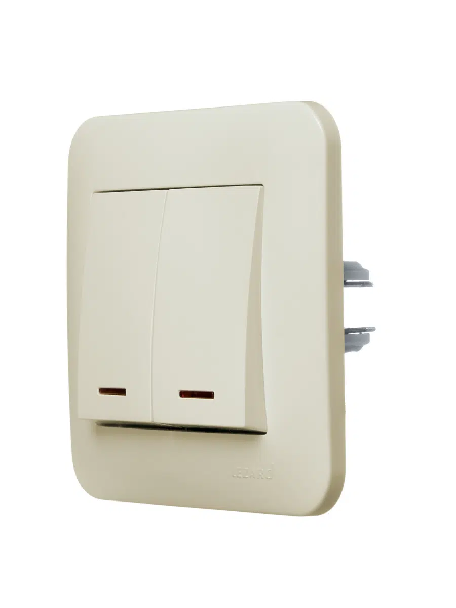 ASTI Выключатель двойной с подсветкой крем LEZARD 7081-0303-112