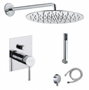 44CR5000 Santan Ravenna, комплект: верхний душ, встройка, ручной душ, шланг, держатель, водоотвод, цвет хром