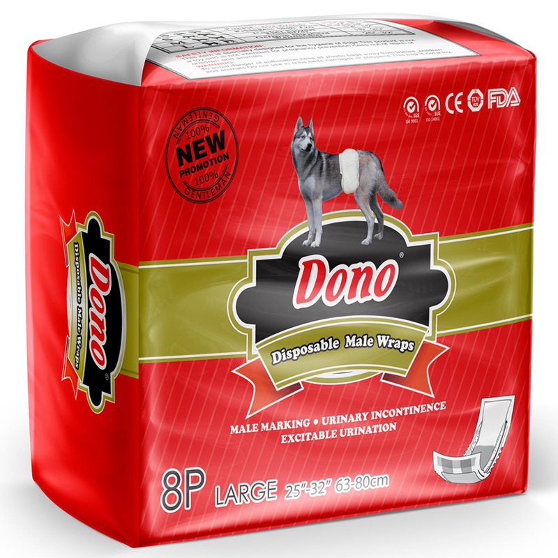 ПР0051884 Одноразовые впитывающие подгузники для животных MALE PET DIAPER размер L, 8шт Dono 