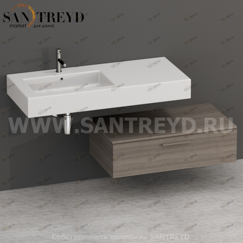 S09024CF Тумба с 1 ящиком 90 см цвет Дуб кофейный ARREDO WOOD Италия Ceramica Globo