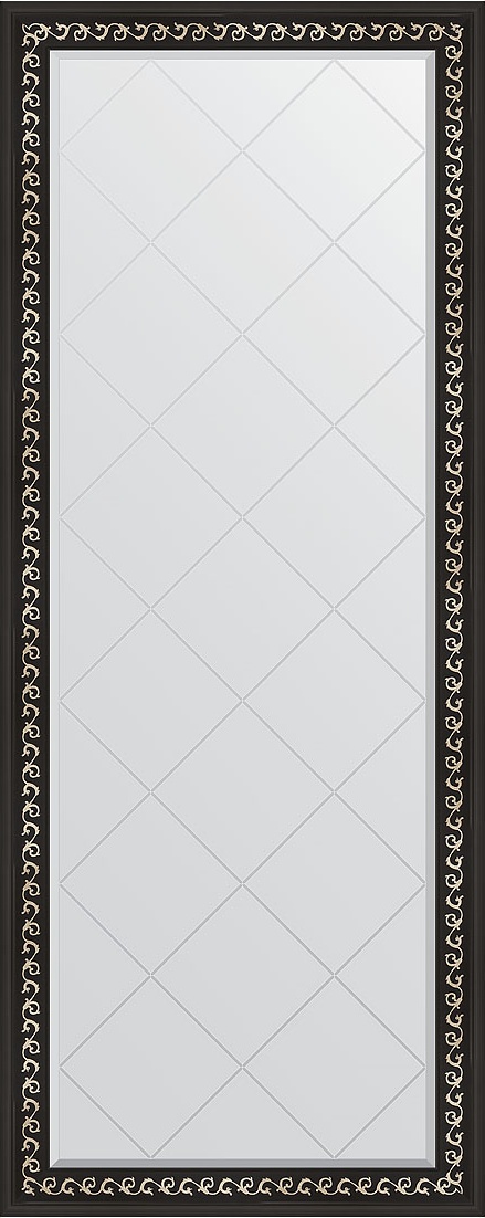 BY 6308 Зеркало напольное с гравировкой в багетной раме - черный ардеко 81 mm EVOFORM Exclusive-G floor