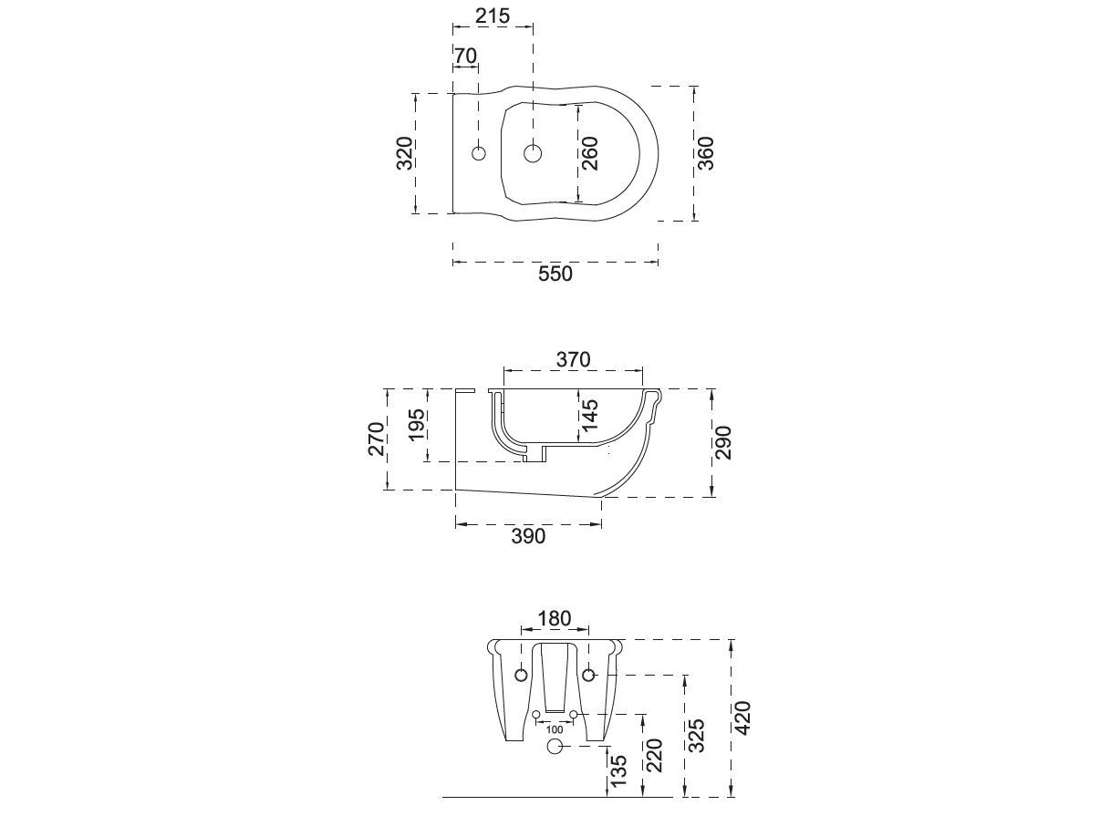 Керамическое подвесное биде с переливом Gaia Mobili Complements ARCH-00019789 - Вид №1