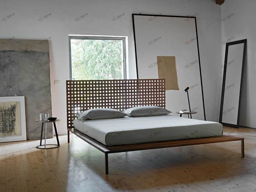 Casamania & Horm Двуспальная кровать из дерева со встроенным изголовьем sun-id-1509283