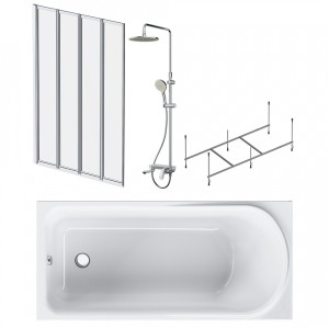 W80ASET-150AC Ванна 150x70 с каркасом и шторкой на б/в W80BS-100-140CT + ДС F0780700 AM.PM Like
