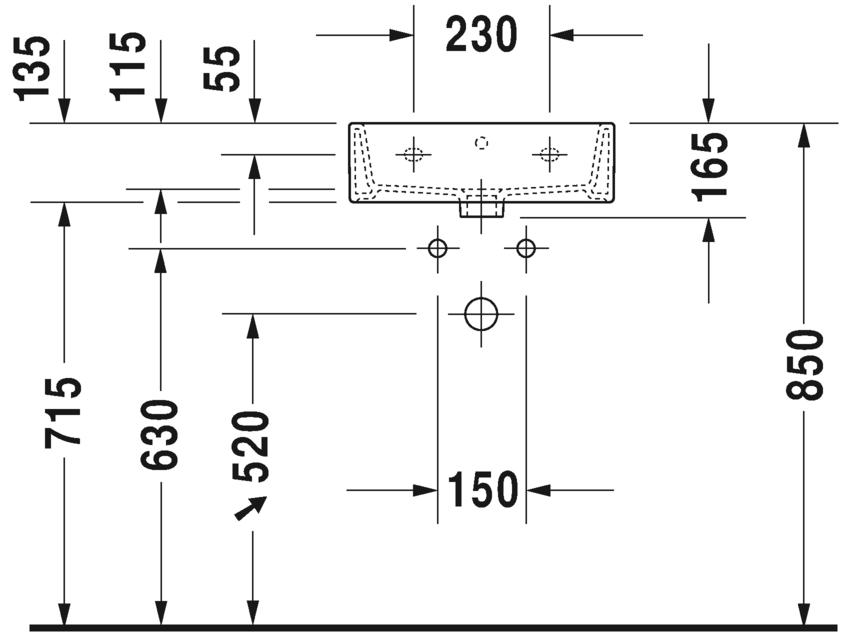 0724450060 Подвесная раковина настенная овальная Duravit Vero Air - Вид №2