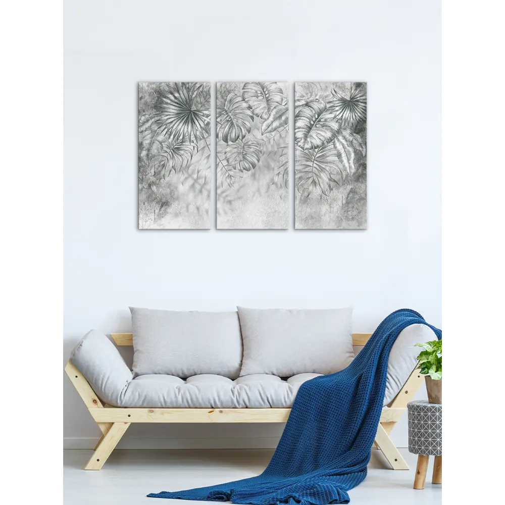 Картина на МДФ Листья серые 30x60 см 3 шт POSTERMARKET STLM-2212266 - Вид №4