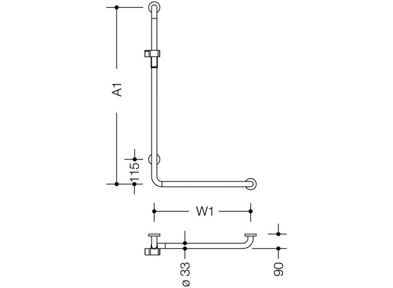 805.33.2S Угловая ручка с держателем для душа, нестандартная длина HEWI Greifen  - Вид №4