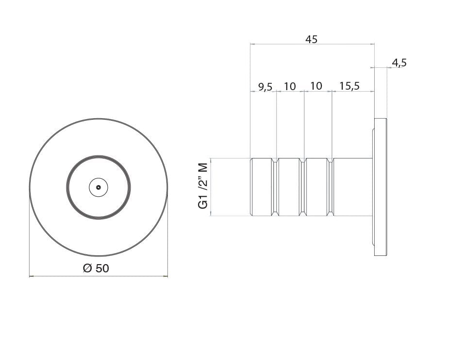 Хромированная латунная встраиваемая боковая насадка для душа Aquademy Bjet ARCH-00052355 - Вид №2