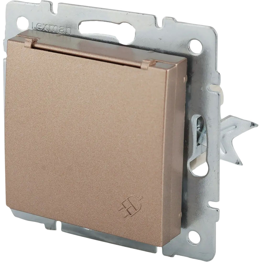 Розетка встраиваемая Lexman Виктория с заземлением с крышкой цвет бронза STLM-2054086 - Вид №3
