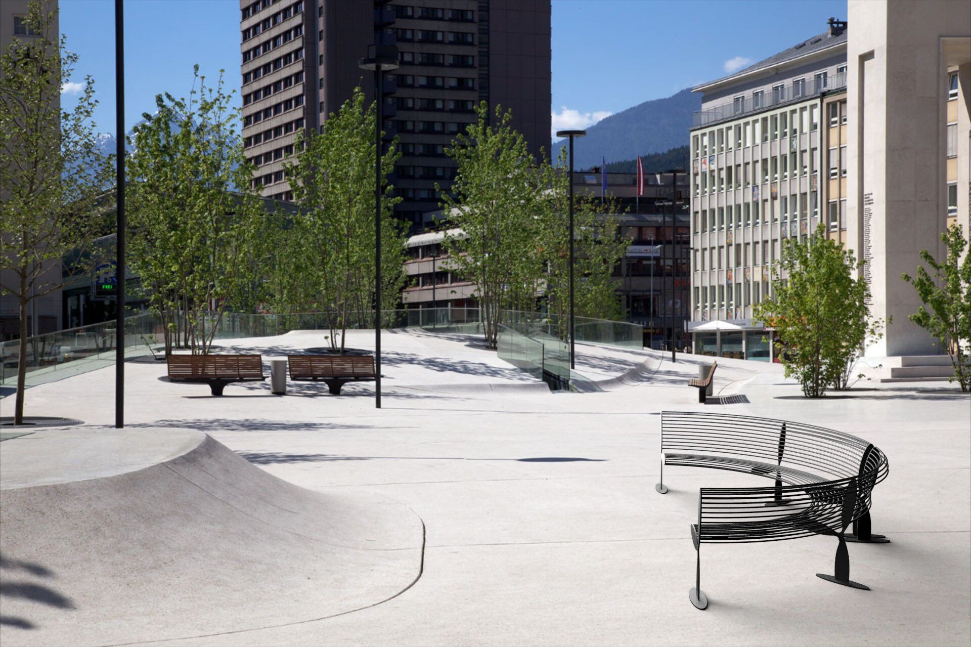 Стальная модульная изогнутая скамья со спинкой CITYSì CALIFORNIA IN ARCH-00114671 - Вид №3