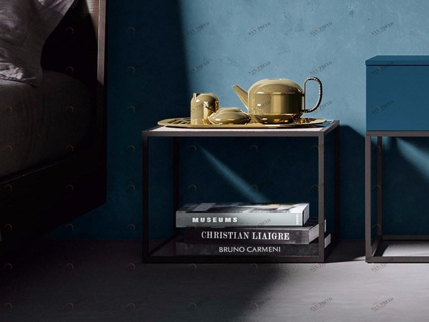 JESSE Квадратный журнальный столик из лакированного металла Plume sun-id-1464526