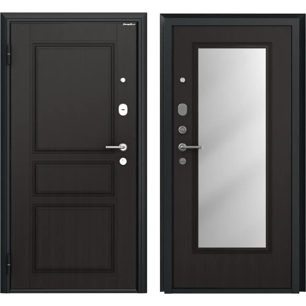 Дверь входная металлическая Премиум New 98x205 см левая венге с зеркалом DOORHAN STLM-2187440
