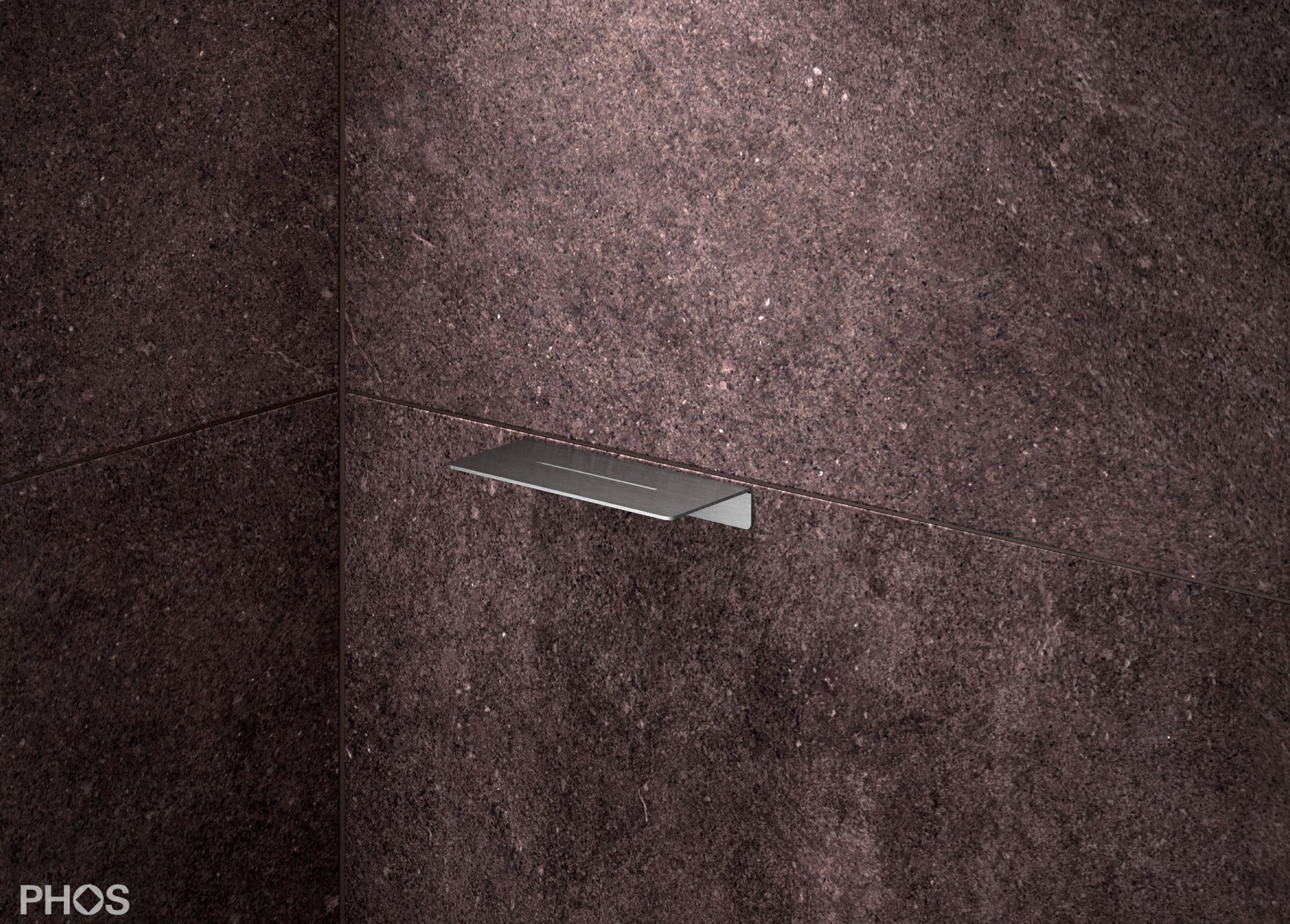 DA170 Полка для душа с резьбой, длина 17 x глубина 8 см, шлифованная вручную PHOS  - Вид №1