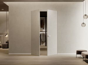 Заподлицо стены распашная дверь