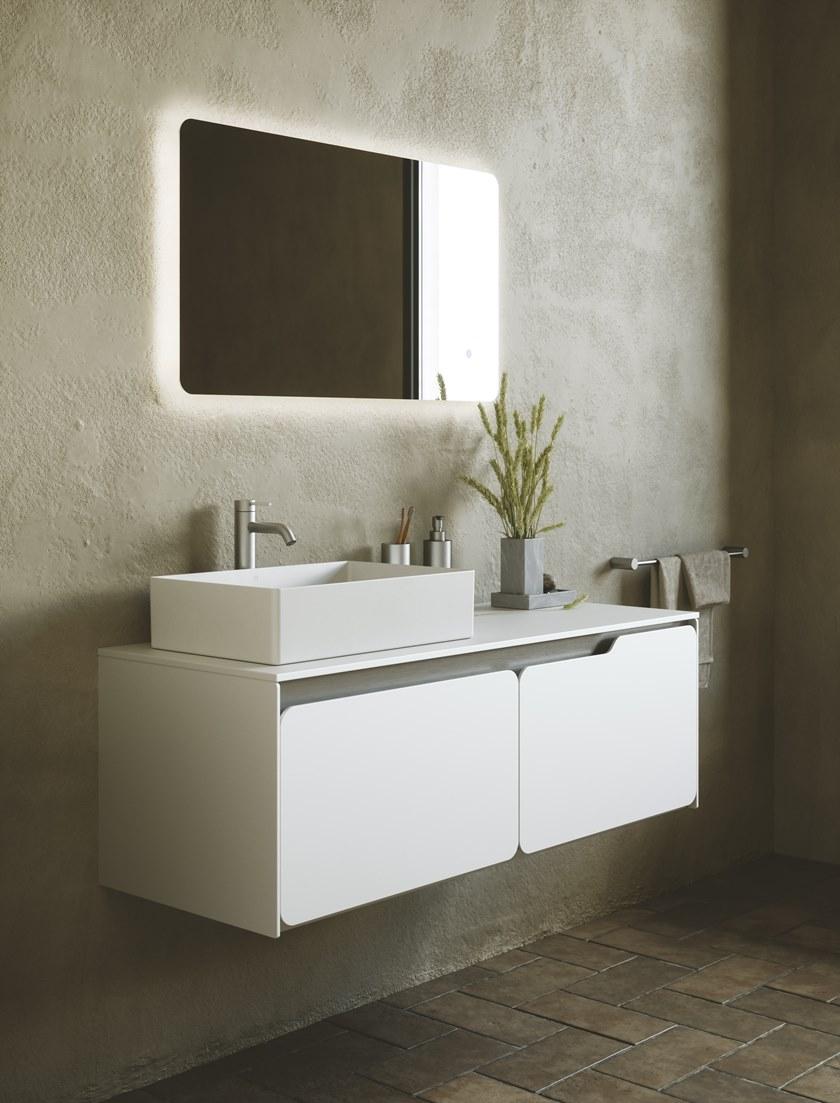 SDR CERAMICHE Настенная тумба под умывальник из массива с ящиками Solido sun-id-1383719 - Вид №3