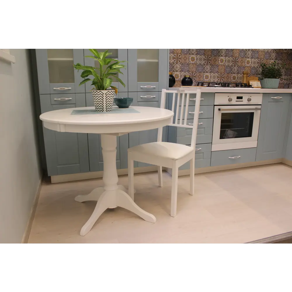 Стол кухонный Delinia Версаль раскладной 90-130x90 см круг МДФ цвет белый STLM-2044280 - Вид №9