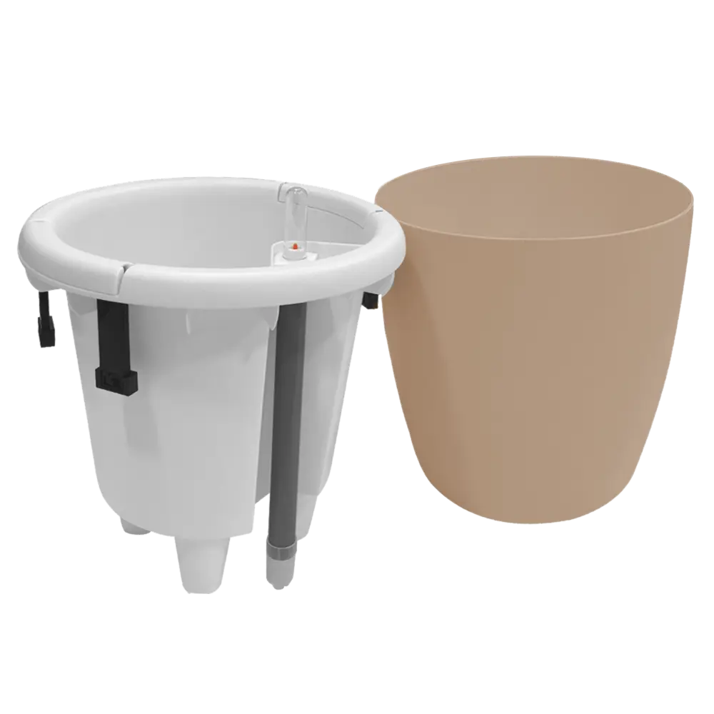 Горшок цветочный с автополивом Ingreen ø18 h28.7 см v9 л пластик бежевый Munchen STLM-2112950 - Вид №4