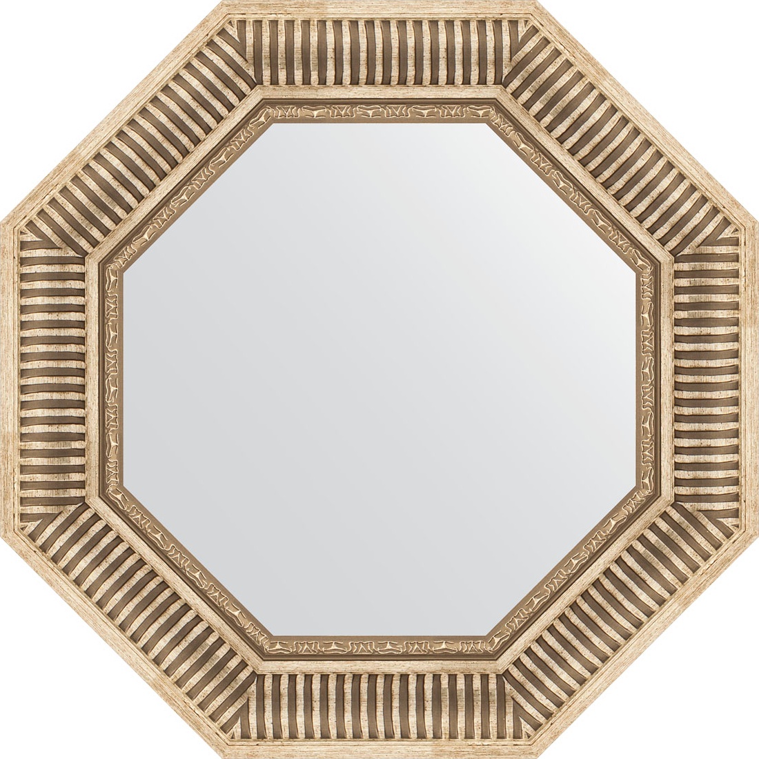 BY 3814 Зеркало в багетной раме - серебряный акведук 93 mm EVOFORM Octagon