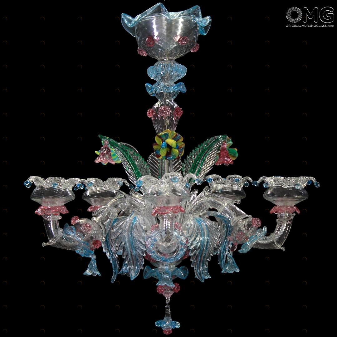 1077 ORIGINALMURANOGLASS Люстра Фиорелла на 5 лампочек - Реццонико - муранское стекло OMG  см 