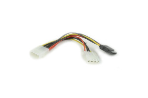 16206454 Кабель питания SATA molex 4pin/molex4pin+sata 15pin, 15см, на 2 устройства CC-SATA-PSY2 Cablexpert
