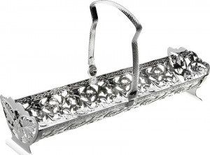 10611748 Queen Anne Блюдо для печенья с ручкой, на ножках Queen Anne 22х7х11см, сталь, посеребрение Сталь нержавеющая с посеребрением