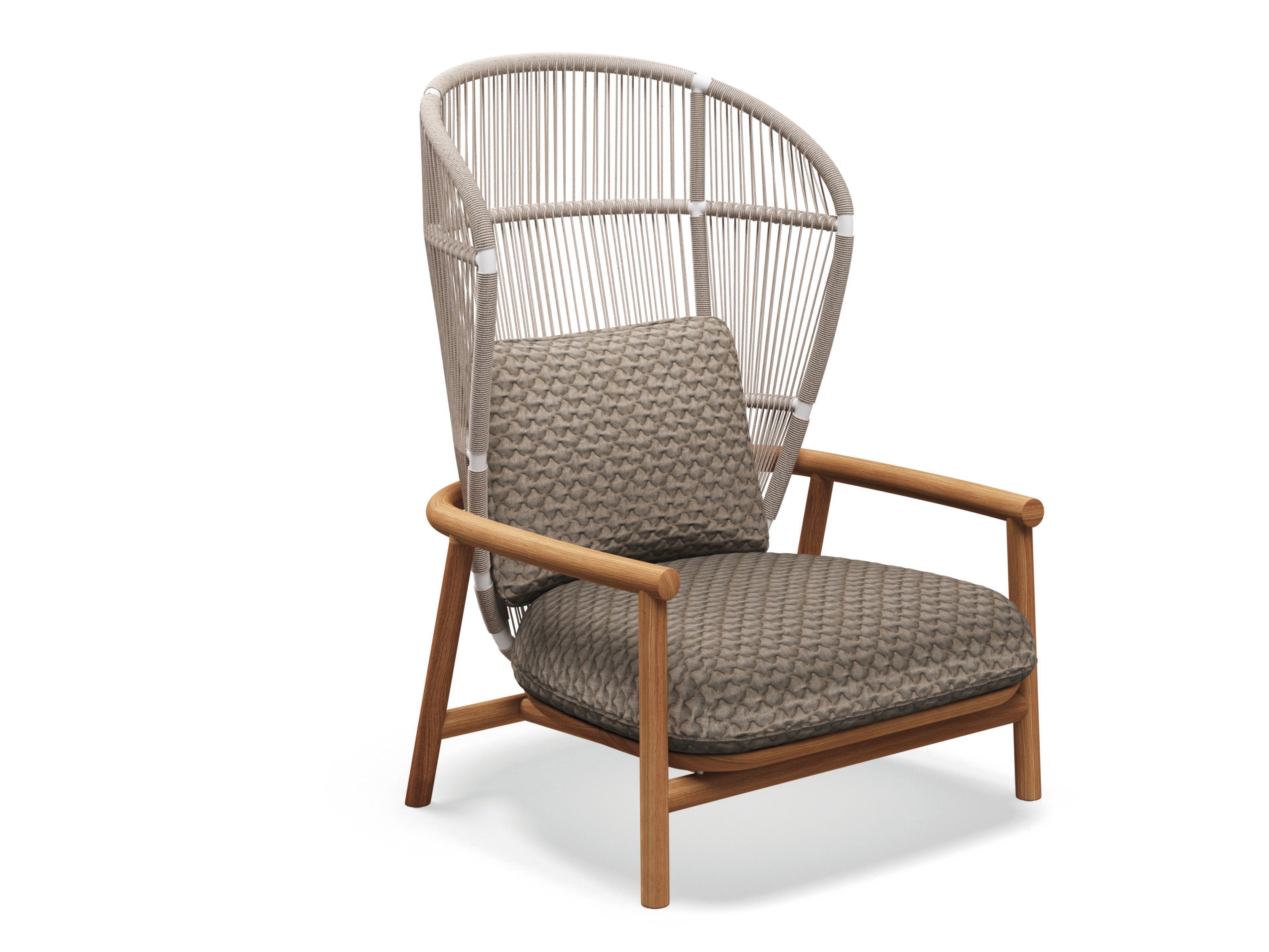 Садовое кресло из ткани и веревки с высокой спинкой и подлокотниками Gloster папоротник ARCH-00097923 - Вид №1