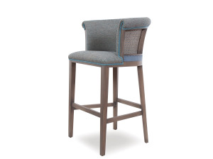 Высокий тканевый табурет с подставкой для ног со спинкой