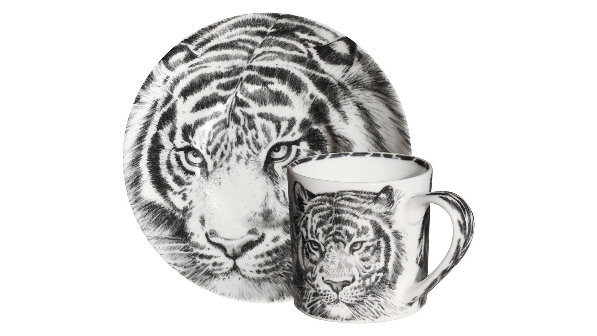 10640812 Taitu Чашка для эспрессо с блюдцем Taitu "Дикий нрав.Тигр" 100мл Фарфор костяной  - Вид №2