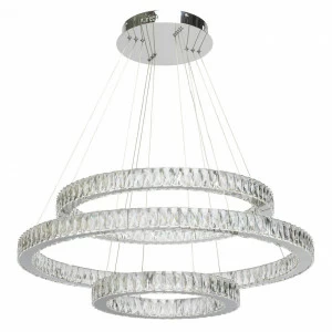 Подвесной светодиодный светильник Chiaro Гослар А с тремя кольцами 498012003 MW-LIGHT ДИЗАЙНЕРСКИЕ, ГОСЛАР 201195 Прозрачный;серебро