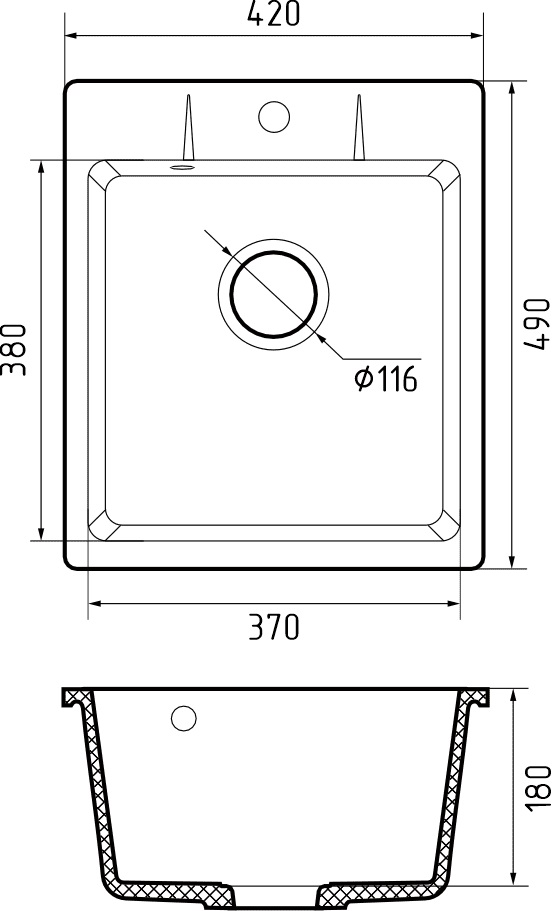 Кухонная мойка Кварц URBAN S368 GranFest 242-S368 - Вид №1