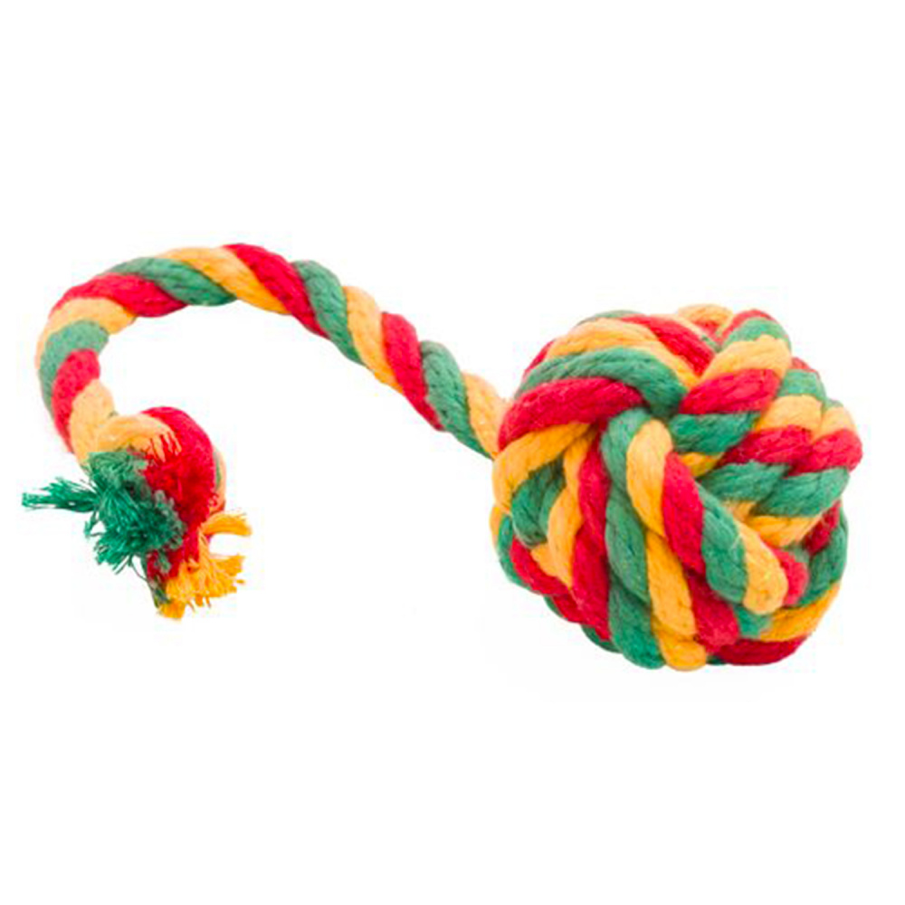 ПР0059083 Игрушка для собак Dental Knot Мяч канатный средний (Красный-желтый-зеленый) DOGLIKE 