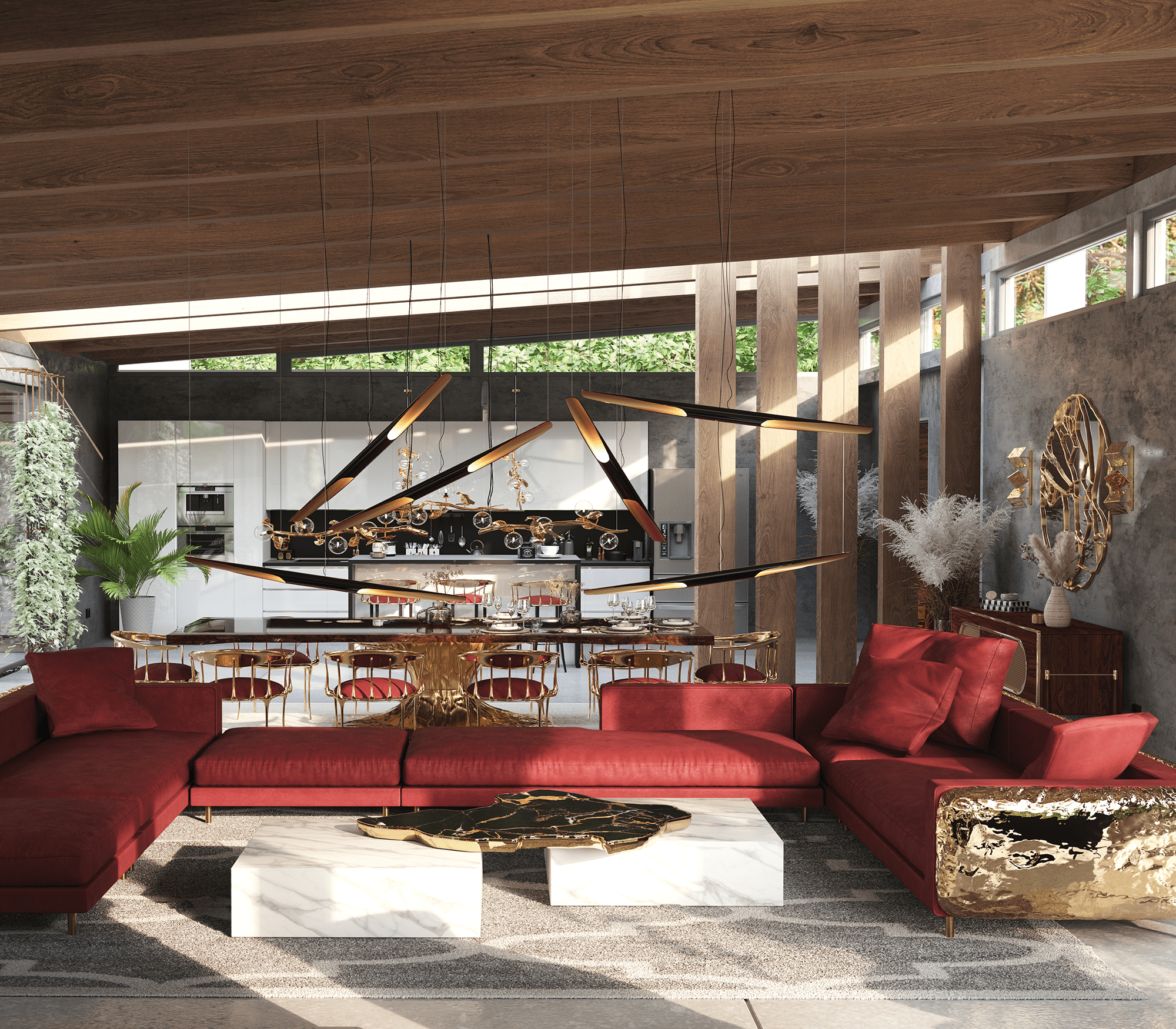 0-229 Navarra черно-белый центральный стол Boca Do Lobo  - Вид №12