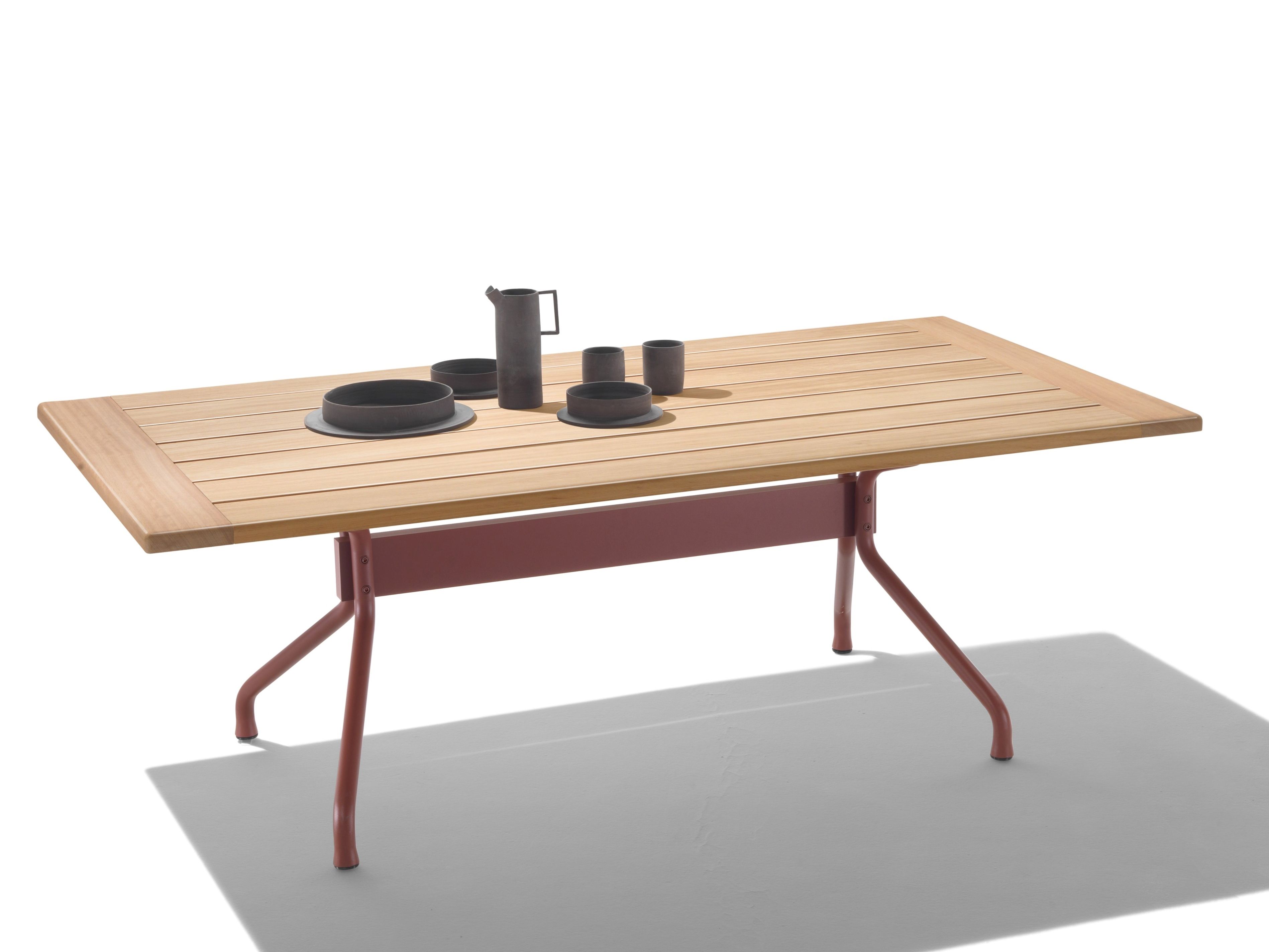 Садовый стол из нержавеющей стали и столешница iroko Flexform ACADEMY ARCH-00016845