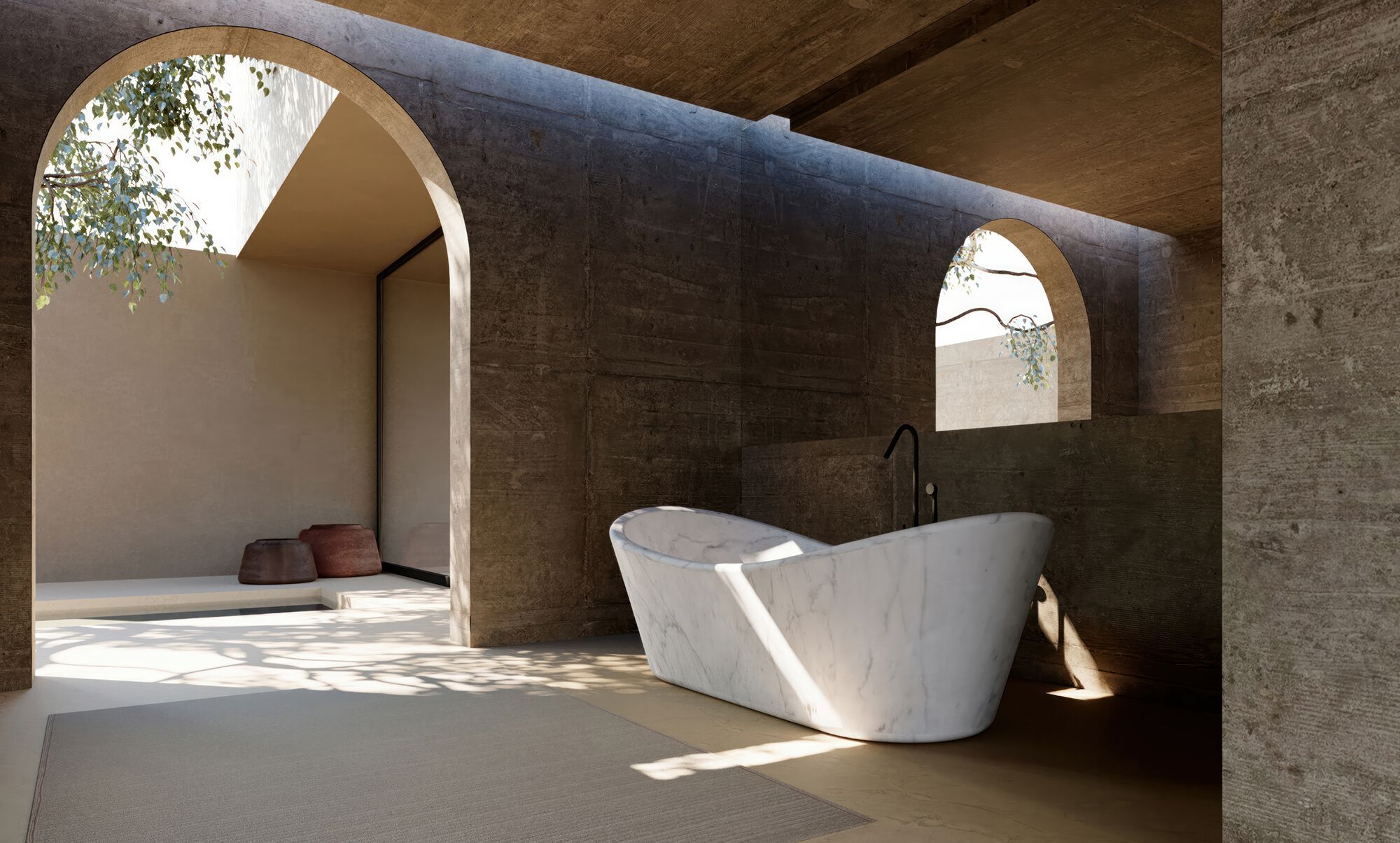 Ванна в центре комнаты из каррарского мрамора VELTHA® Caresi ARCH-00047589 - Вид №1