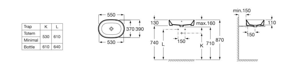 Фарфоровая овальная столешница Roca The Gap ARCH-00097280 - Вид №2