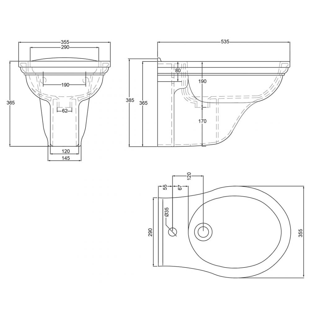IMSR165 Настенное биде Drift Black Sapphire Imperial  - Вид №2