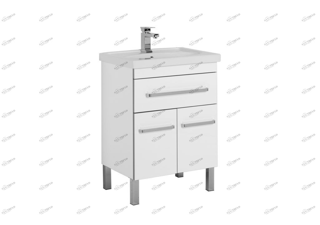 Тумба с раковиной Aquanet Сиена 60 белый (напольный 1 ящик 2 дверцы) 0018636300185476
