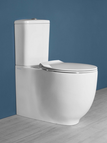 Y1E801 Двойной туалет без оправы спиной к стене PURE RIM_PURE FIX Hatria 