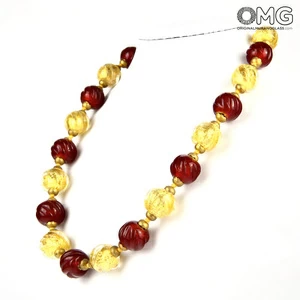 2982 ORIGINALMURANOGLASS Колье Ежевика - золото - Original Murano Glass OMG 50 см