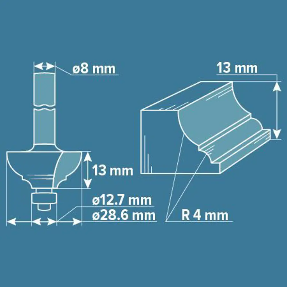 Фреза кромочная калевочная Brigadier, D28.6х13 мм STLM-2118521 - Вид №3