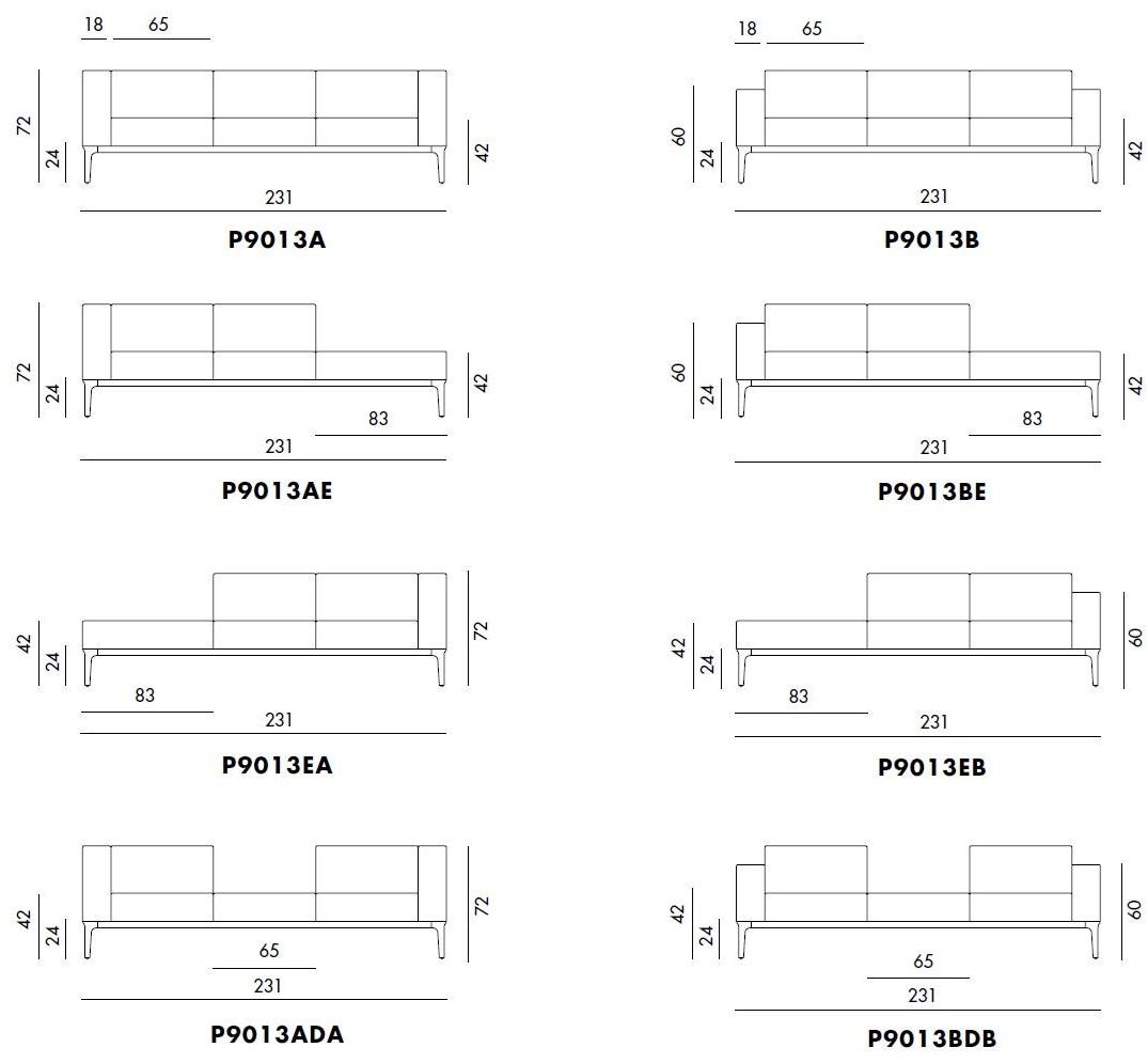 Sovet italia 3-х местный модульный диван из ткани Slim sun-id-1347056 - Вид №4